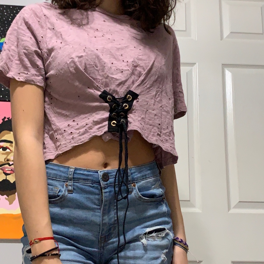Pink tie-up crop top